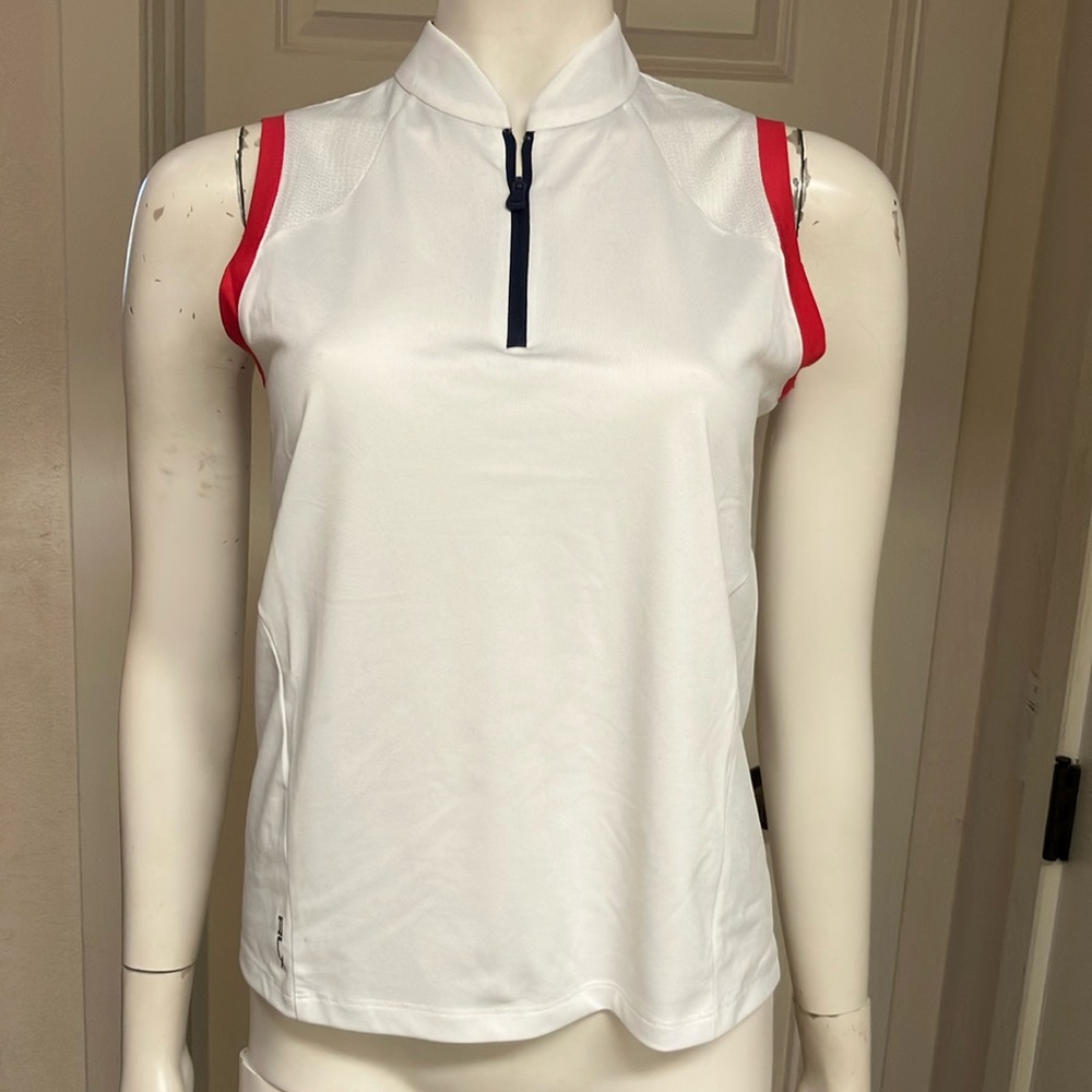 RLX Ralph Lauren White and Red Sleeveless Top